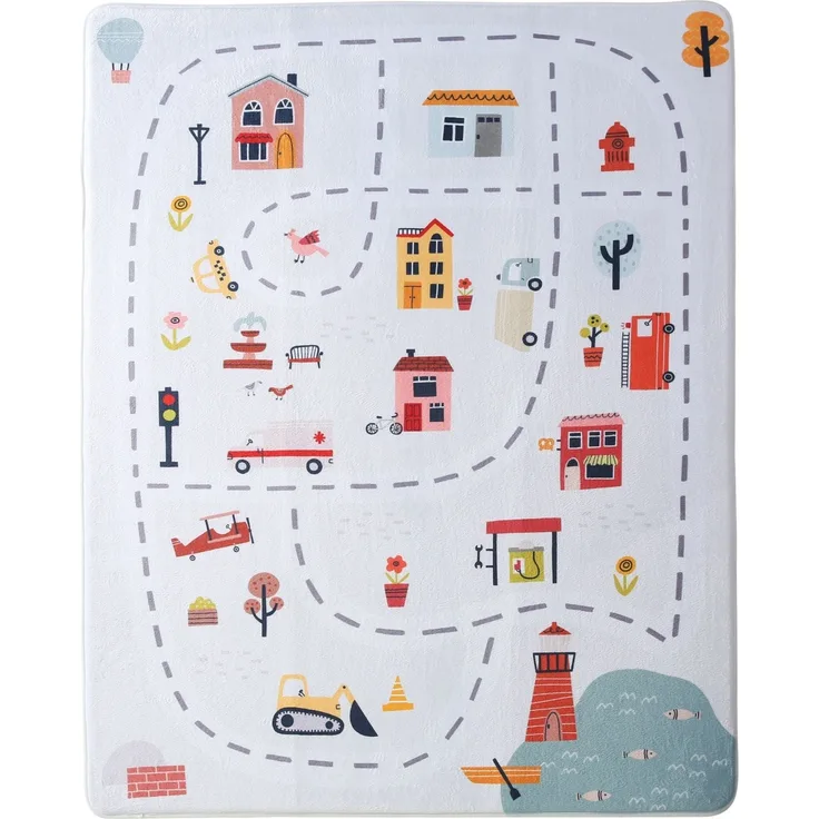 Hakuna Matte Wolkenweicher Kinderteppich | Stadt 160x120x1,5cm