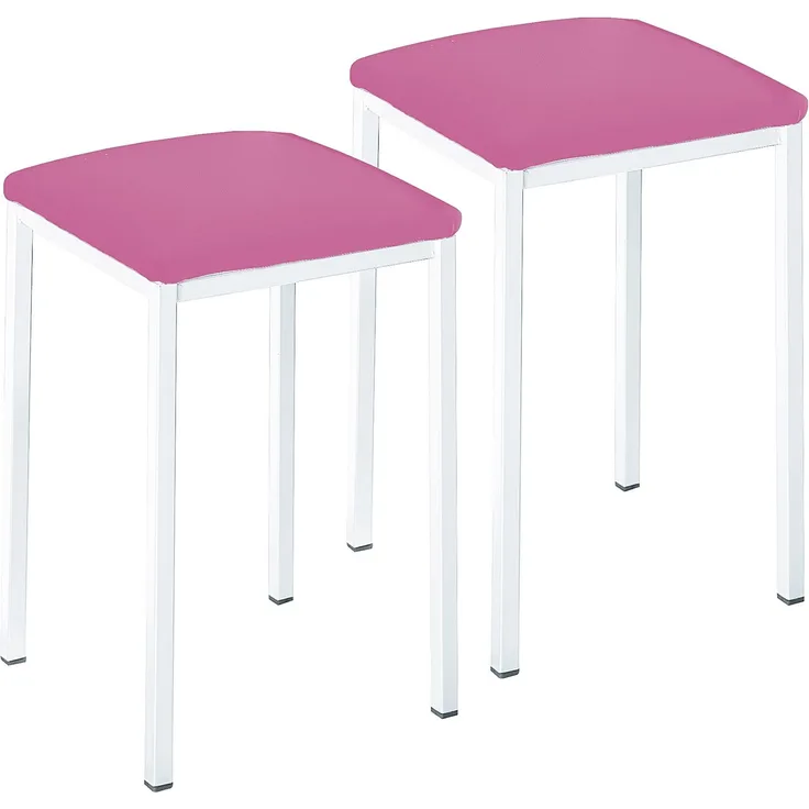 ASTIMESA TACUBL Zwei Küchenhocker, quadratisch, Kunstleder, Rosa, Gestell aus Aluminium, Sitzhöhe: 45 cm
