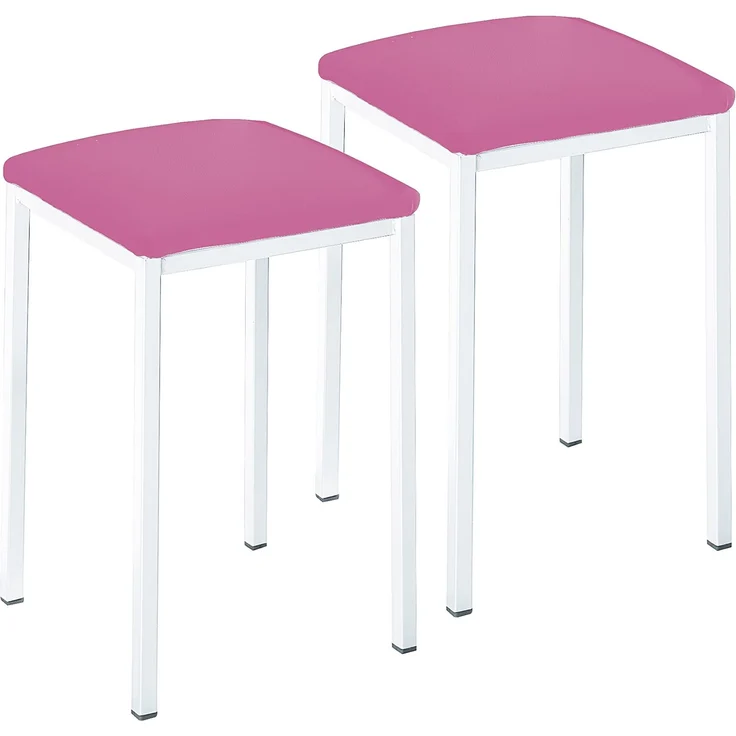 ASTIMESA TACUBL Zwei Küchenhocker, quadratisch, Kunstleder, Rosa, Gestell aus Aluminium, Sitzhöhe: 45 cm