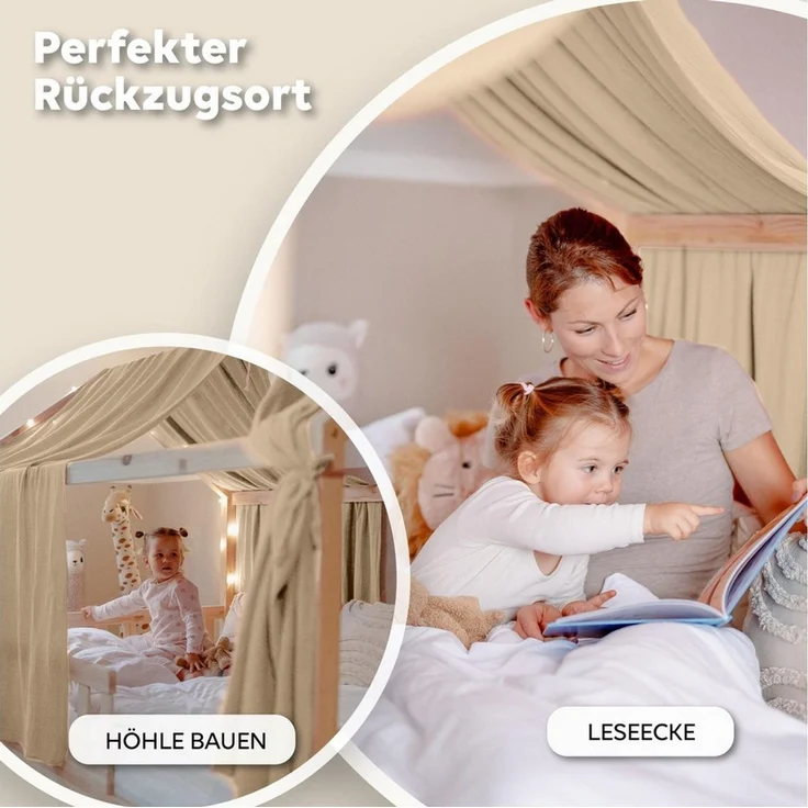 lilimaus Betthimmel Hausbett Himmel 2er-Set aus 100% Musselin - für Kinderbett (1-tlg), Set mit 2 abgestimmten Stoffbahnen - weich & schnell montiert – Bild 3