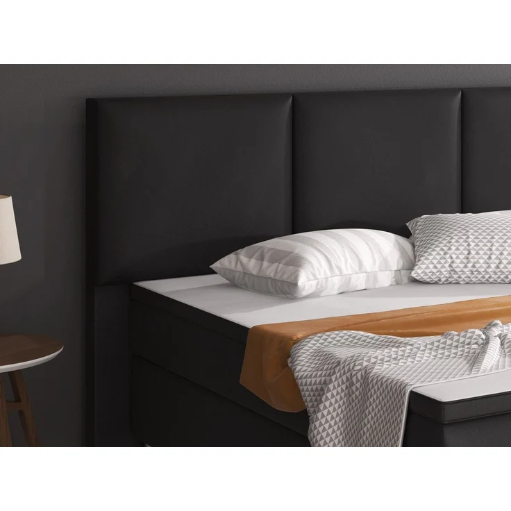 inter Boxspringbett Oslo Kunstleder mit 7 Zonen Taschenfederkernmatratzen und Topper (180x200 cm, Schwarz inkl. 7 Zonen Taschenfederkernmatratzen und Topper), Taschenfederkern-Komfort, gepolstertes Kopfteil, inklusive Matratzen – Bild 3