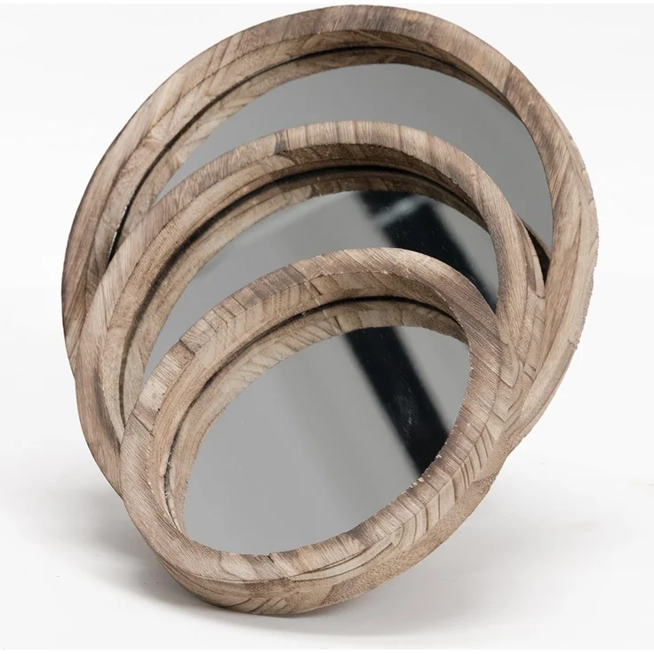 BOLTZE Spiegel Jones 3er Set, aus Holz, Rund, Braun, Landhaus Design – Bild 7