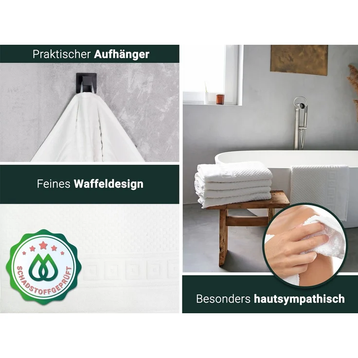 ZOLLNER Duschtücher, Frottier (5-St), 70 x 140 cm, 100% Baumwolle, vom Hotelwäschespezialisten – Bild 2