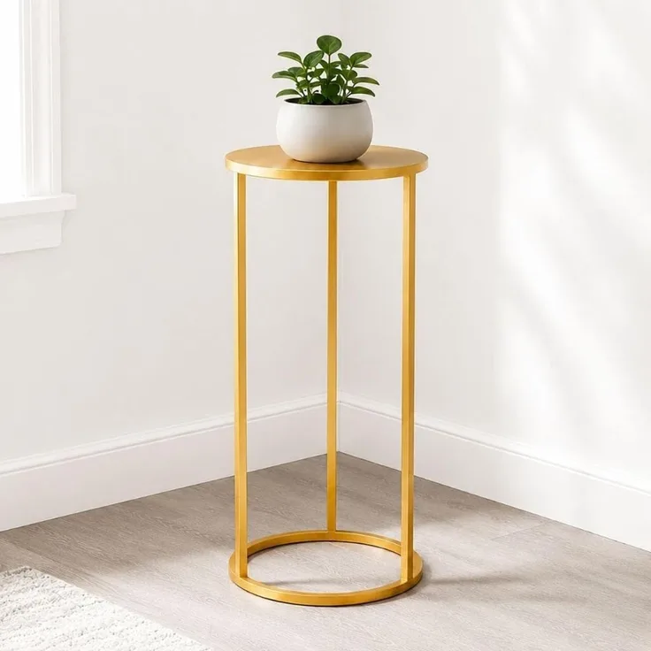 DanDiBo Blumenständer Metall Gold Rund 96510L 70 cm Pflanzenständer Blumenhocker Beistelltisch Blumensäule Modern Pflanzenhocker