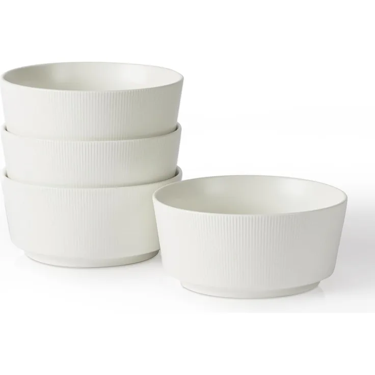 JIWOO Schüssel 4er Ø15.2cm, Müslischüssel Suppenschüssel Salatschüssel Dessertschale, Keramik, (Schüsselset, 4-tlg), Hochwertiges Schüsseln Weiß Mikrowellen spülmaschinenfest Ø15,2cm