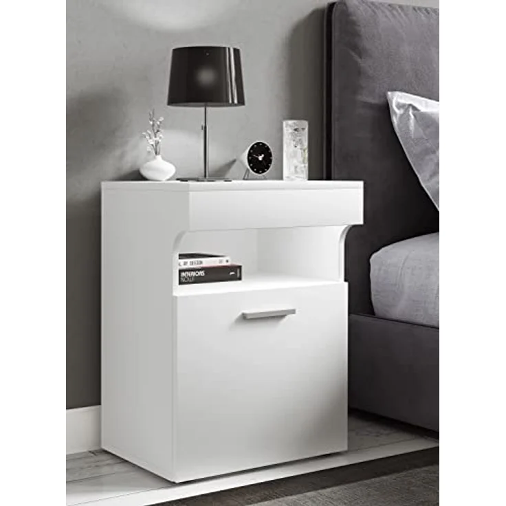 VCM Nachttisch Slepal, mit zwei Schubladen und offenem Fach, weiß (45 x 39 x 61 cm) – Bild 2