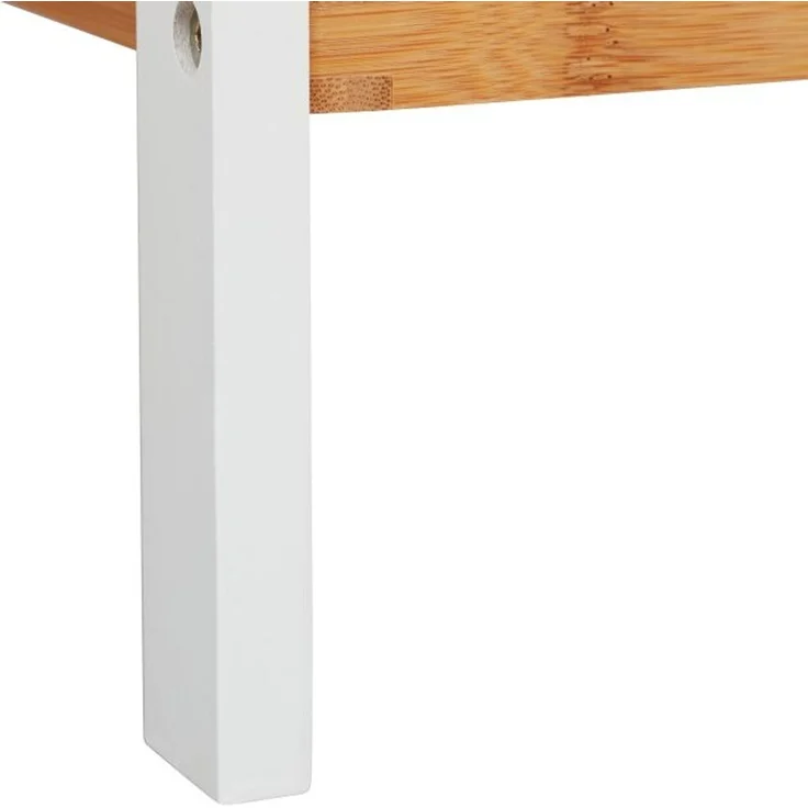 Relaxdays Badregal mit 3 Ablagen, Bambus weiß / natur, 45 x 31,5 x 80 cm – Bild 8