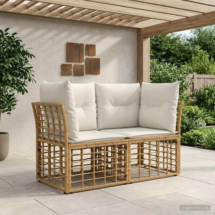 vidaXL Outdoor-Lounge 2 stk. 2-Sitzer Natur und Cremeweiß Poly-Rattan 42026728