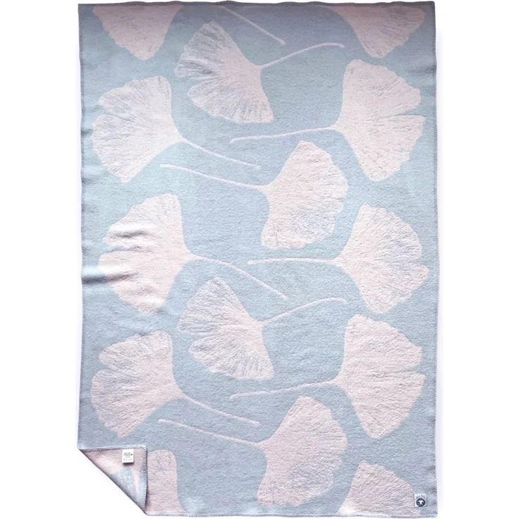 WoolOnly Wendedecke Wolldecke Plaid aus Norwegischer Wolle 130x200 cm (Ginkgo Pink Quartz) – Bild 1