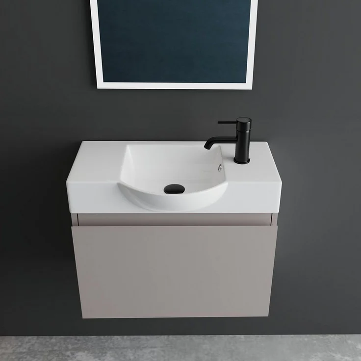 Alpenberger Badmöbel-Set Waschbecken mit Unterschrank 55 cm Breit, (Badezimmermöbel Waschtisch, Badschrank Schmal), Waschbeckenunterschrank mit Softclose – Bild 1