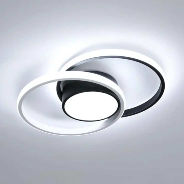 Comely LED Deckenlampe, 42W LED Deckenleuchte Modern Runden Lampe für Schlafzimmer Badezimmer Küche Balkon, Dia 40cm, 6500K kaltes weißes Licht, Schwarz – Bild 2