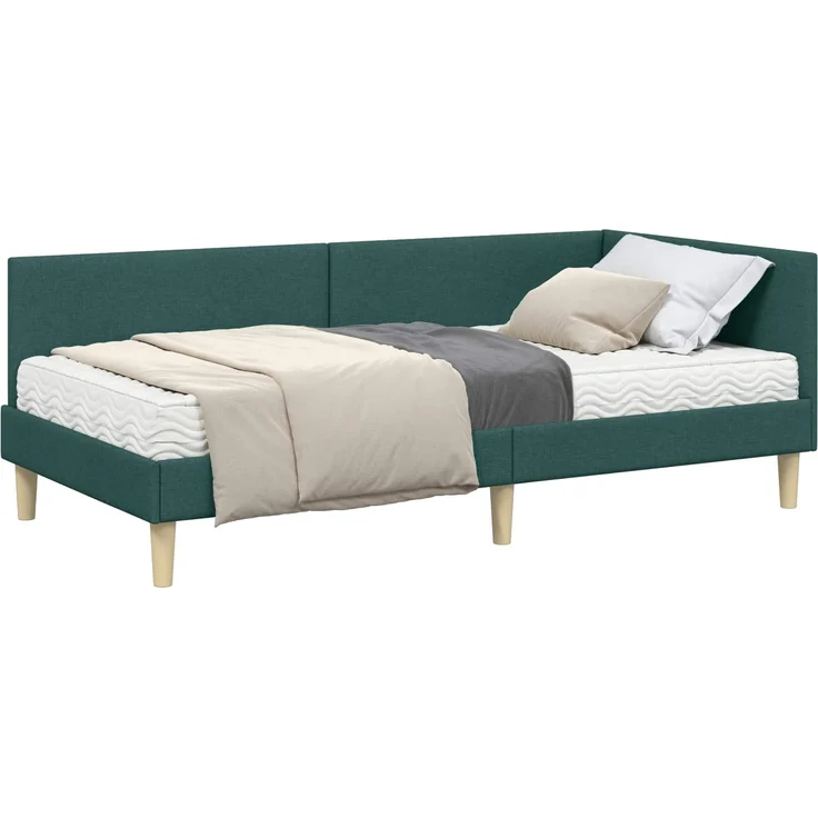 vidaXL Eckbettgestell mit Matratze 2 stk. Dunkelgrün 80 x 200 cm Stoff 3393729 – Bild 2