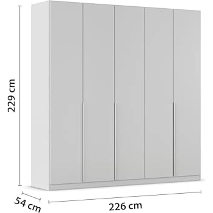 Rauch Möbel Alabama, Kleiderschrank für Schlafzimmer, Kinderzimmer, Wohnzimmer, Garderobe, Flur, 5-türig, mit Zubehör Classic, Farbe Seidengrau, Breite 226 cm – Bild 3