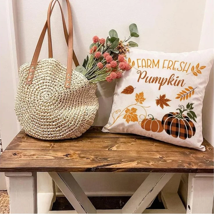 FOUORTUNATE-BEE Kissenbezug 4er Set Herbst Kissenbezug Ahornblatt Kürbis Kissenbezug, (4 Stück), 45 x 45 cm Herbst Dekoration für Home Garten Sofa Schlafzimmer – Bild 4
