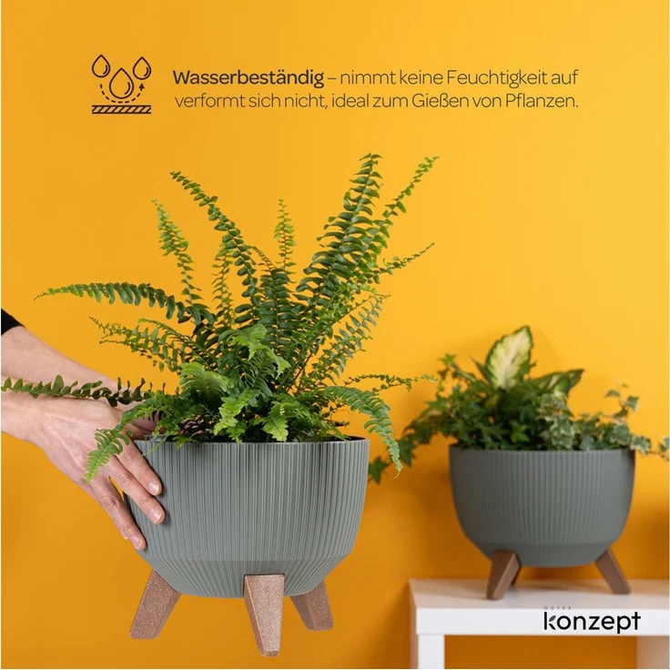 KONZEPT Blumentopf Pflanzschale 24/29cm Blumentopf mit Füßen, mit Wasserabfluss-Einsatz, wetterfest & UV-beständig, Übertopf für Innen & Außen – Bild 3