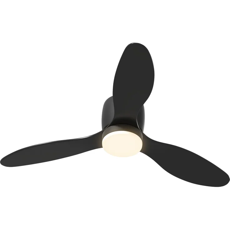 JARDJ Deckenventilator mit Lampe und Fernbedienung, 3 Lichtfarben, 6 Geschwindigkeiten, Einstellbare Helligkeit, Schwarz – Bild 2
