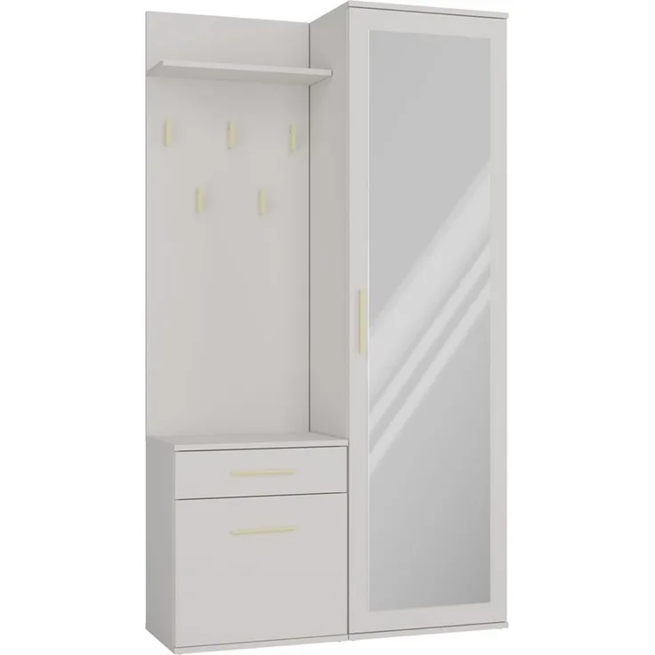Selsey 'Duvio' Flurgarderobe mit Schrank und Spiegel, Greige, 100 cm