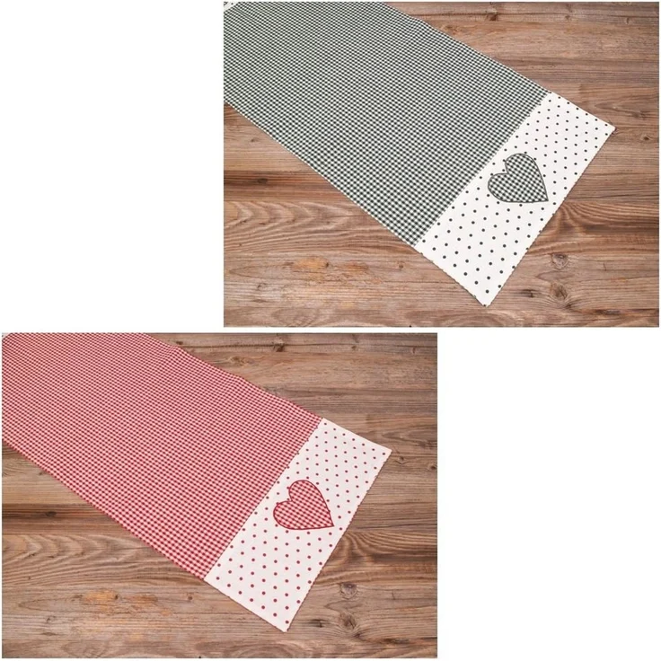 matches21 HOME & HOBBY Tischdecke Tischläufer LISE Herz Landhausstil grün, 100 % Baumwolle, in 40x150 cm (1-tlg), Pflegeleicht waschbar bis 30° Grad – Bild 3
