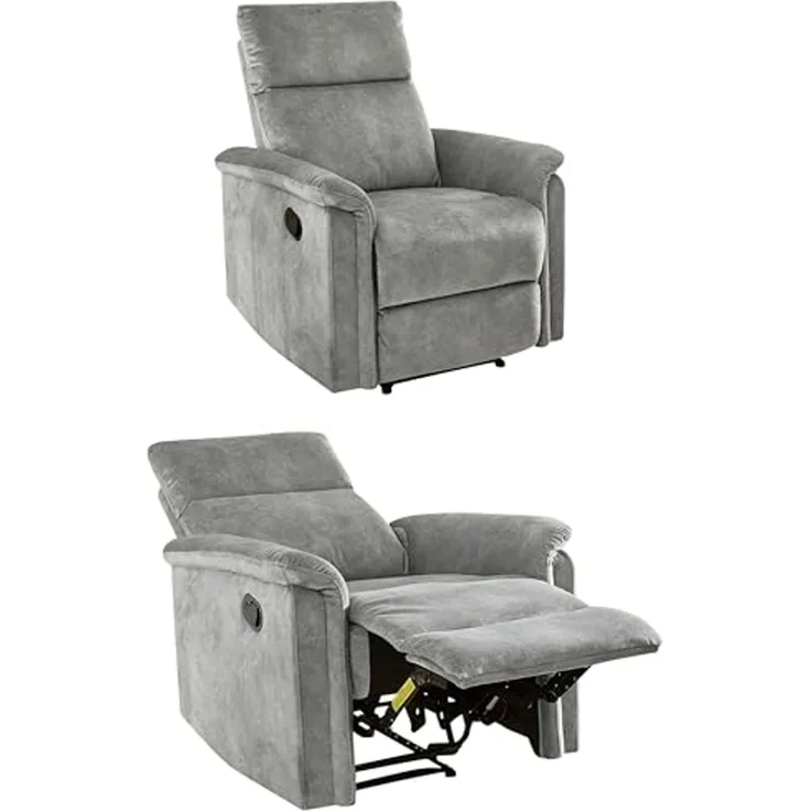 Relax-Fernsehsessel TV Liegefunktion Federkern Polsterung Velours Vintage Grau