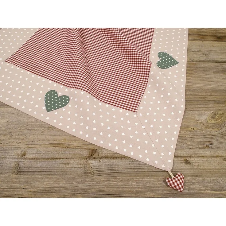 matches21 HOME & HOBBY Tischdecke Tischdecke VRONI Herzen kariert rot, 100 % Baumwolle, in 70x70 cm (1-tlg), Pflegeleicht waschbar bis 30° Grad