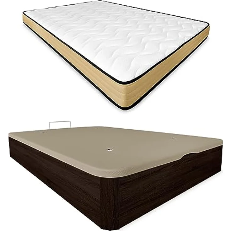 DUÉRMETE ONLINE Viskoelastische Matratze Aura, wendbar + klappbares Holzbett, großes Fassungsvermögen, 105x190 cm – Bild 2