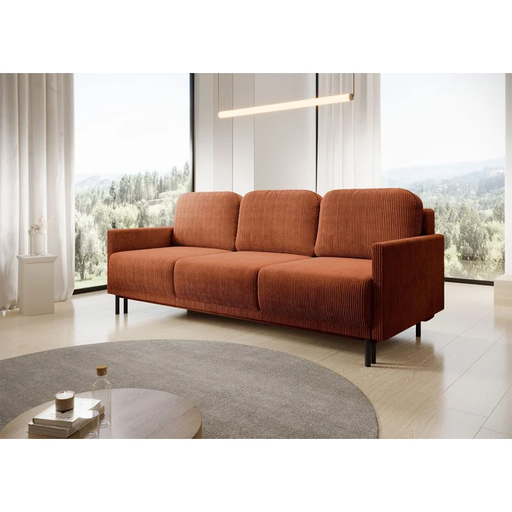 Selsey 'Hamiel' 3-Sitzer Sofa mit Schlaffunktion und Bettkasten, Cord, Kupferrot – Bild 3