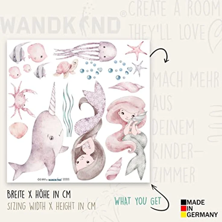 WANDKIND Wandtattoo Meerjungfrau V398 (Mermaid), Wieder Ablösbar – Bild 3
