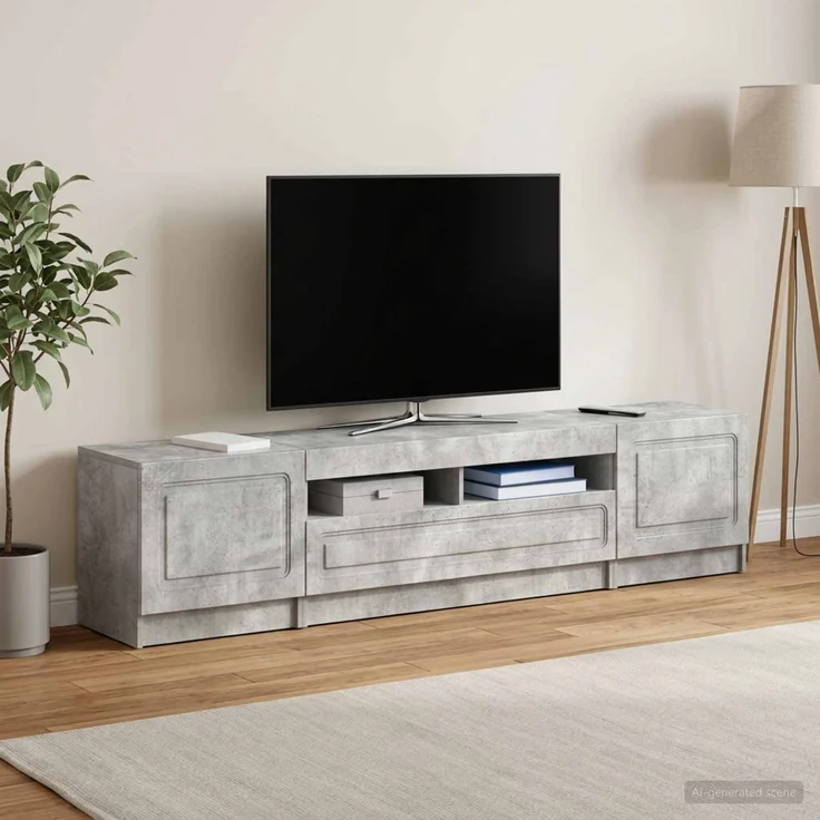 vidaXL LED-TV-Schrank UTRECHT 3 stk. Betongrau Holzwerkstoff 3417003 – Bild 1