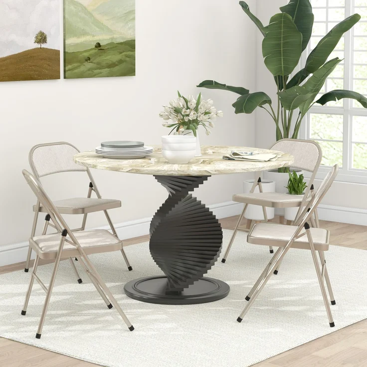 HOMCOM Klappstühle, Polyester, Stahl, Beige, 45L x 46B x 78H cm – Bild 2
