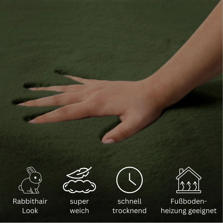 OTTO home Badematte Lennja, Höhe 25 mm, rutschhemmend beschichtet, fußbodenheizungsgeeignet, Polyester, rechteckig, Badteppich, getuftet, Uni, antirutsch, flauschig wie Kaninchenfell – Bild 3