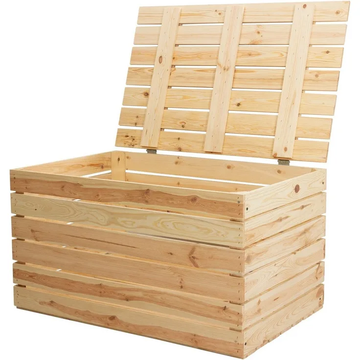 Kistenkolli Altes Land Allzweckkiste Grosse Holztruhe 80er Natur mit Deckel 80x50x39cm (Spar-Set)