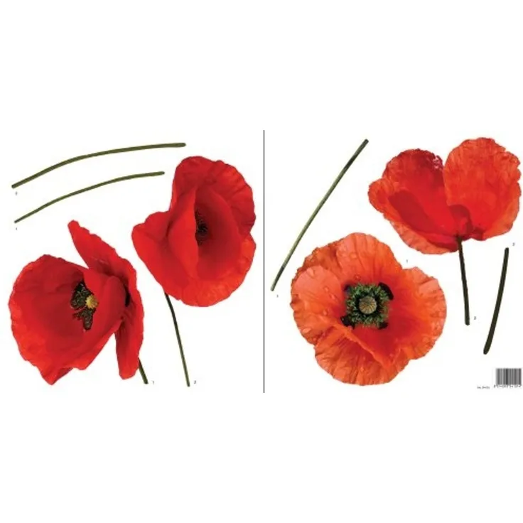 wandaufkleber Flowers Damen Vinyl rot 4 Stück