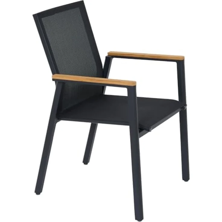 Siena Garden Bologna Stapelsessel - Teak FSC/Aluminiumgestell & Ranotex®, schwarz (T88489) – Bild 7