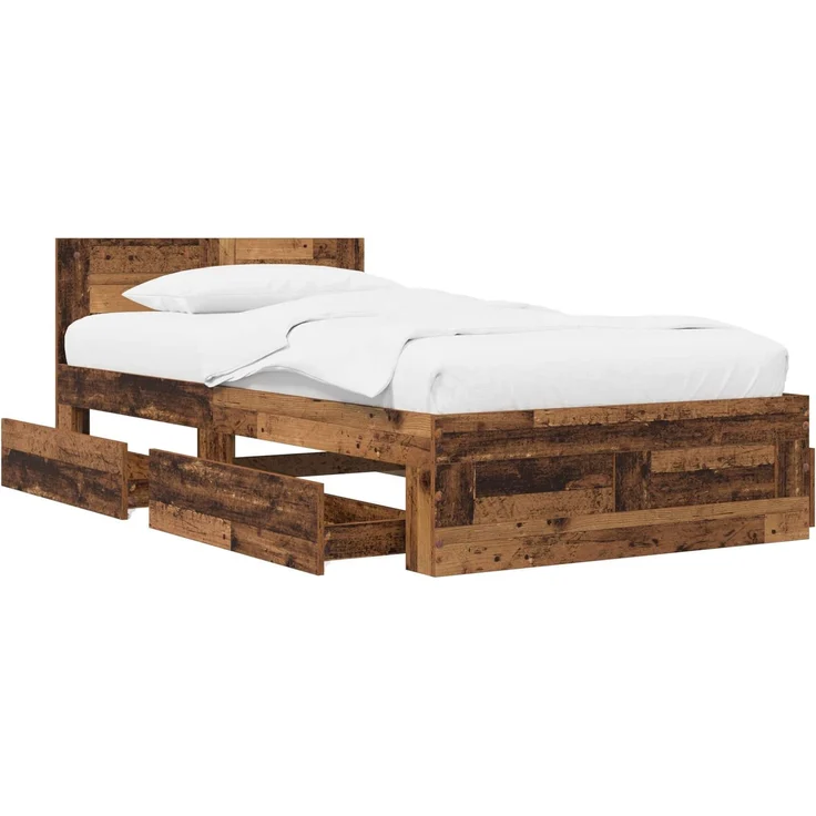 vidaXL Bettrahmen mit Schubladen 2 stk. Altholz Holzwerkstoff 3429680 – Bild 3