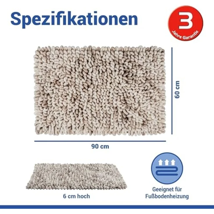 WENKO LERICI Badteppich 60 x 90 cm, Grau – Bild 3