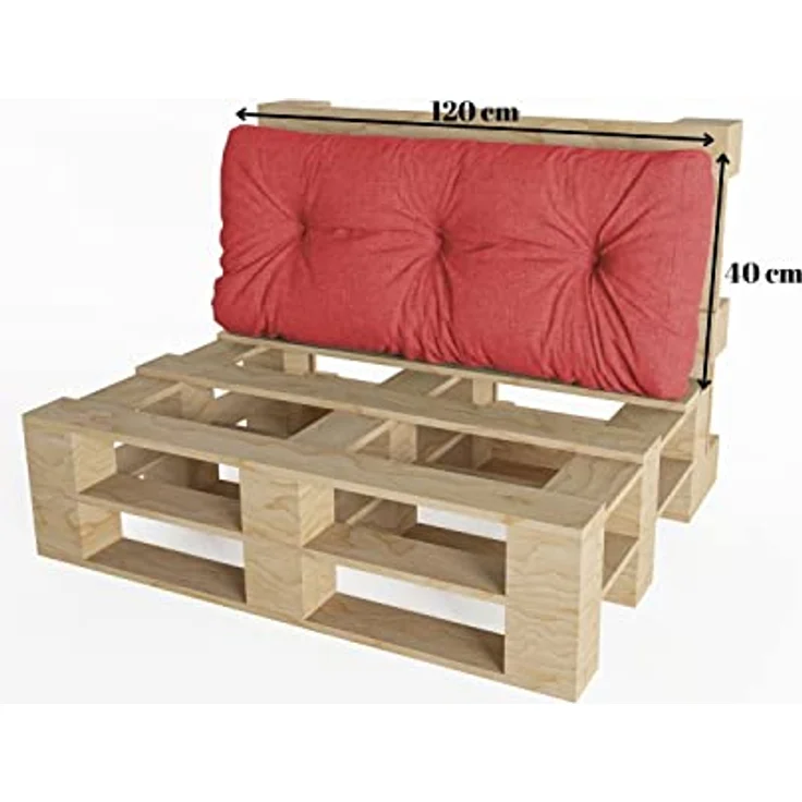 chilly pilley Palettenauflage Schaumflocken palettenkissen Palettenpolster Palettenmöbel Palettensofa Rückenlehne Sitzkissen Seitenkissen Set (7er Set Rot) – Bild 6