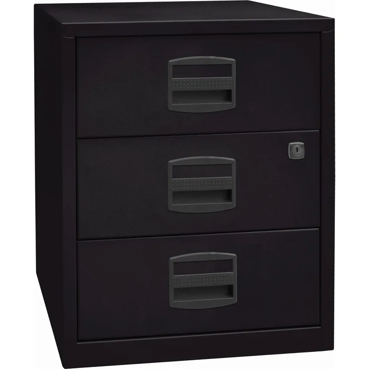 mobiler Beistellschrank PFA, 3 Universalschubladen, Farbe schwarz