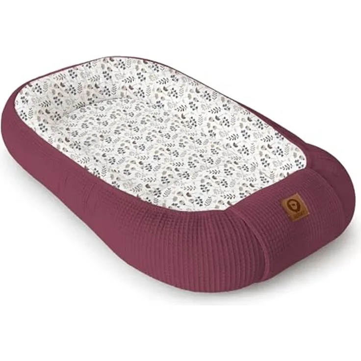 Babynestchen Neugeborene – Nestchen Baby aus Waffel Baumwolle & Baumwollstoff – Babynest für Babybett & Kinderbett – Baby Kokon Tragbar – OEKO-TEX – Zubehör für Babybett - Zweige und blueberry