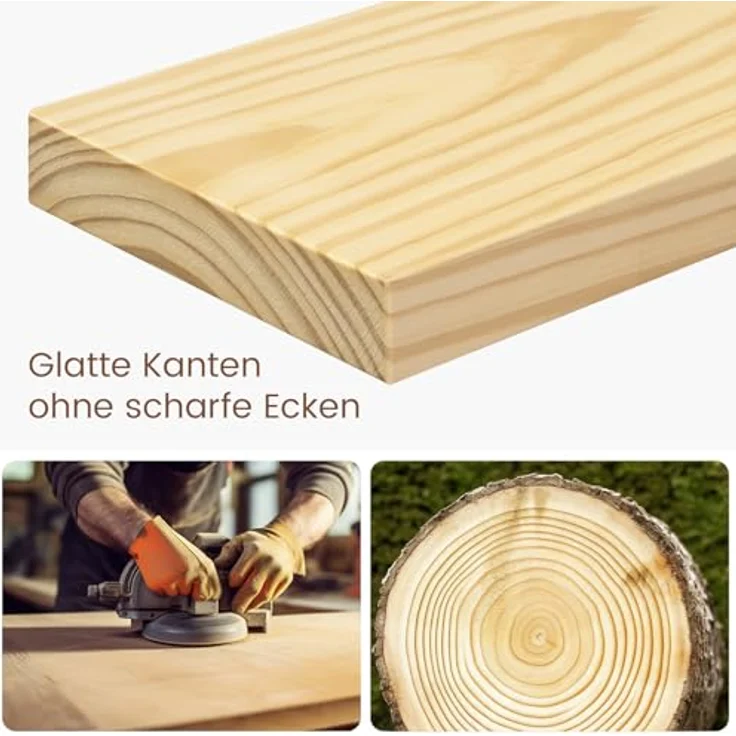 eSituro Wandregal Holz, Regal Wand, Hängeregal, Schweberegal, Regalbrett 40 x 19 x 3,5 cm, Wand Regal, für Küche Wohnzimmer Schlafzimmer, Wandboard mit unsichtbarer Halterung, Holzoptik – Bild 6