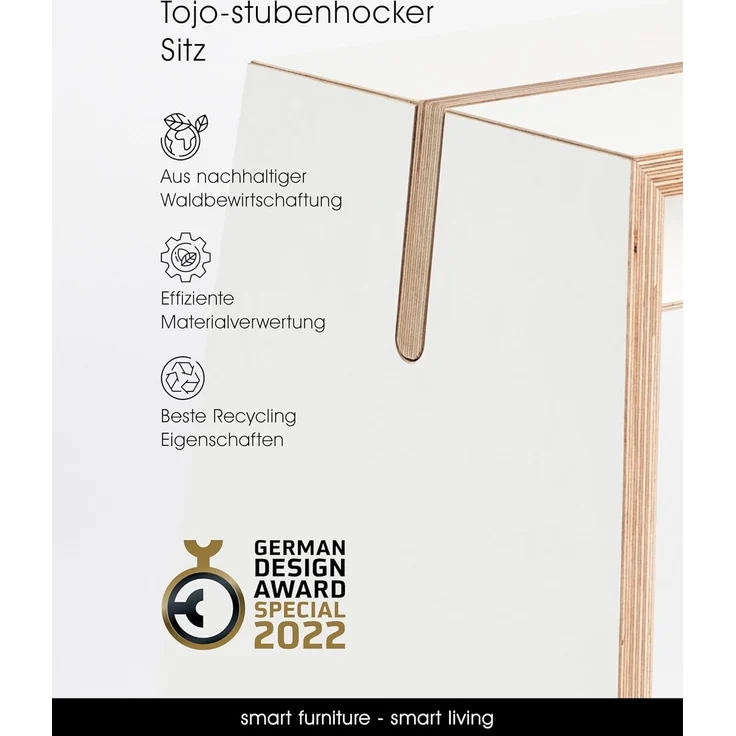 Tojo stubenhocker I Kleiner Hocker Holz 70 x 30 x 40 cm I Holzhocker Weiß I Sitzhocker für Bad, Schlafzimmer & Garderobe I Bis zu 130 kg belastbar – Bild 5