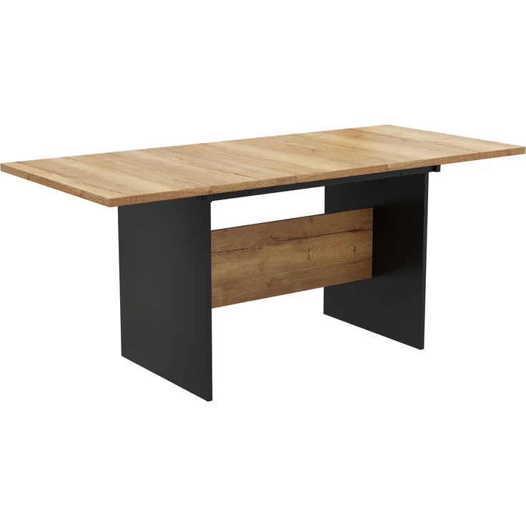 Erweiterbarer Esstisch mit Holzmaserungs-Optik, 80x140/180x75 cm, Schwarz+Nussbaum, für 4-6 Personen – Bild 8