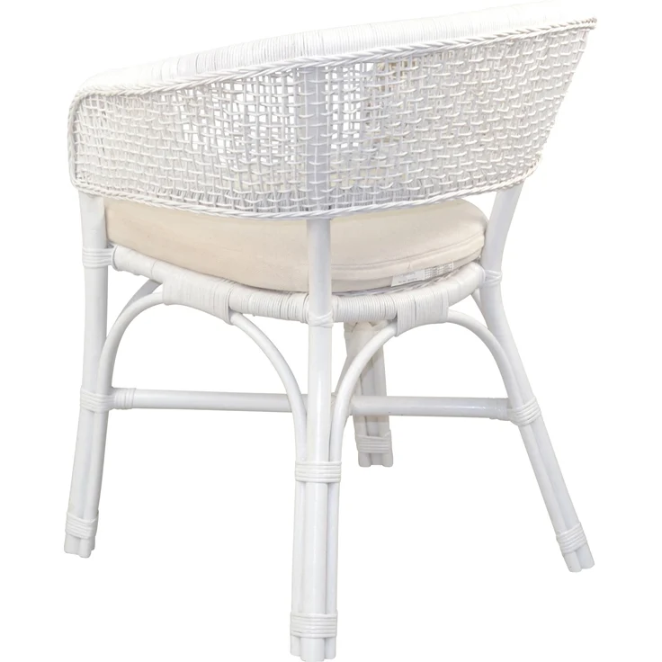 Schöner Rattansessel, Rattanstuhl handgeflochten, weiß, inklusive Sitzkissen – Bild 2