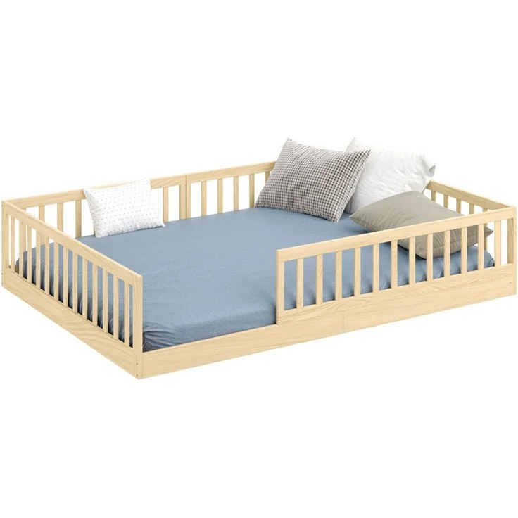 CADANI Kinderbett CADANI Timi Kinderbett Montessori Bodenbett (Rausfallschutz abnehmbar), Bodenbett mit Roll-Lattenrost – Bild 5