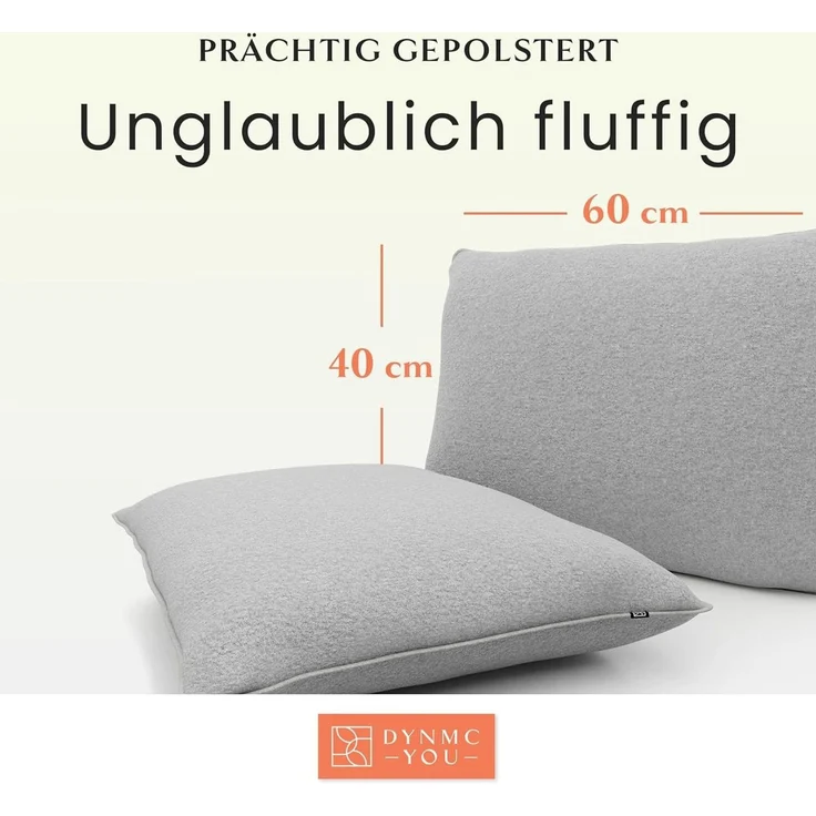 DYNMC you Sofakissen mit Füllung und Bezug - 2er Set mit Viel Füllung, Rückenkissen mit Baumwoll-Bezug - Bequeme Dekokissen – Bild 3
