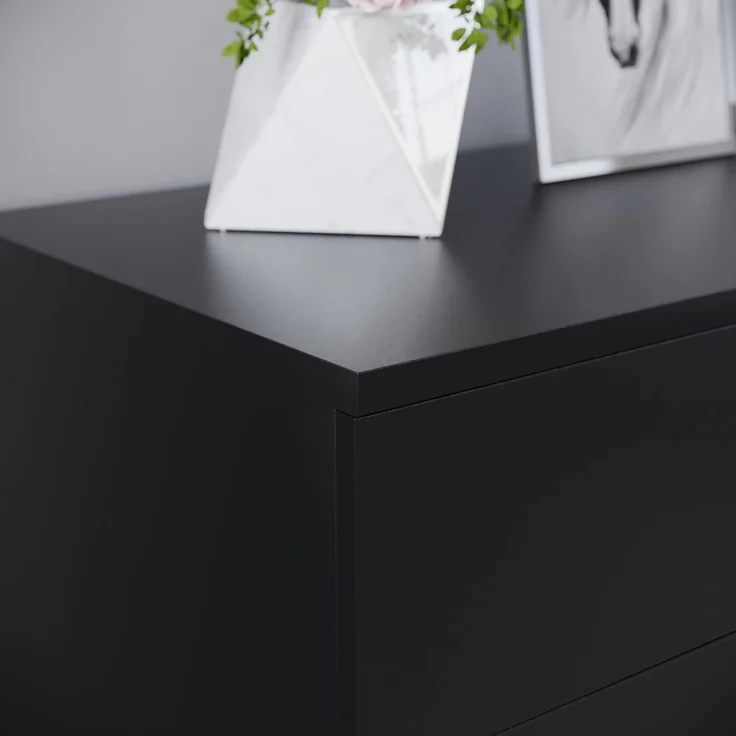 Vida Designs Kommode, schwarz, 4 Schubladen mit Metallgriffen und -schienen, einzigartige Schubladenunterstützung gegen Verbiegen, Schlafzimmer-Möbel Riano, 72 x 75 x 36 cm – Bild 7