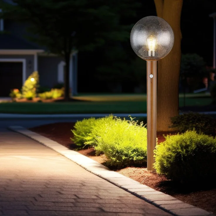 Außenleuchte, Stehlampe, Holzoptik, Bewegungsmelder, H 100cm – Bild 5