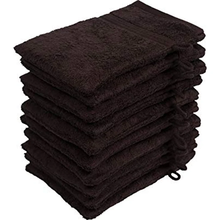 10er Set Waschhandschuhe Waschlappen Kaffeebraun 16x21 cm | 100% Baumwolle Frottier | Oeko-TEX® Standard 100 | Premium Qualität 500 g/m² – Bild 3