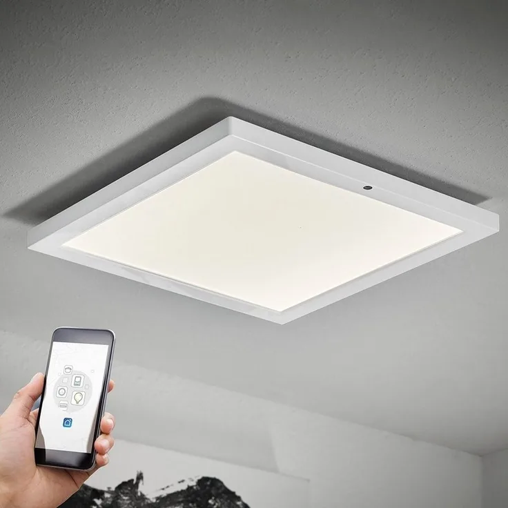 LED SmartHome Deckenleuchte per Fernbedienung und App steuerbar : Ohne Glitzereffekt : Weiß