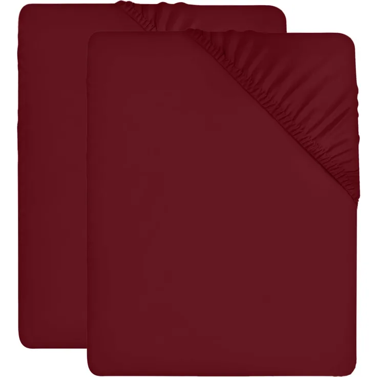 Utopia Bedding - 2er Set Spannbettlaken 90x200 cm - Burgund - Gebürstete Mikrofaser Spannbetttuch - 35 cm Tiefe Tasche