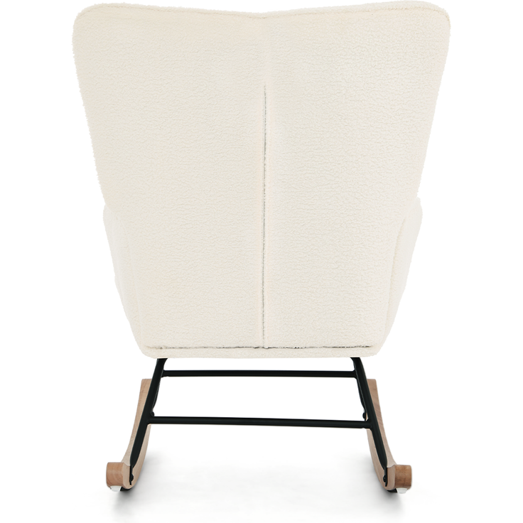 GOEURVANT 5006 Schaukelstuhl mit Hocker (Relaxsessel, Ohrensessel), Teddy-Stoff - Creme – Bild 4